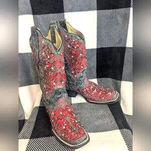Red sparkling inlay Corral boots size 8